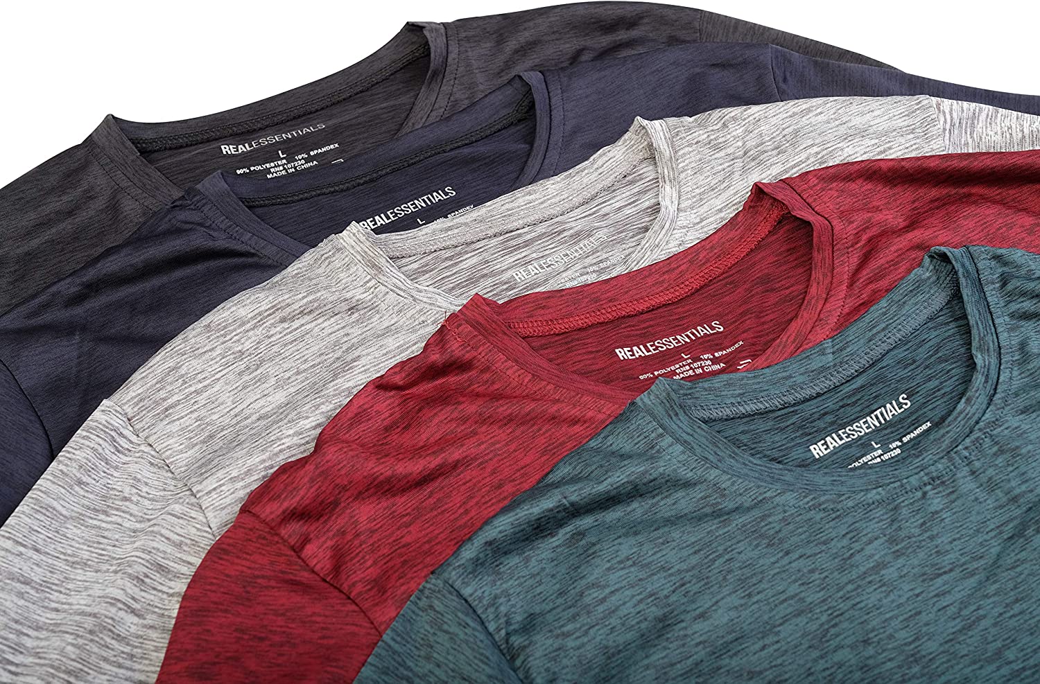 5 Pack: Men’s Dry-Fit Moisture Wicking Active Athletic Performance Crew T-Shirt - Image 7